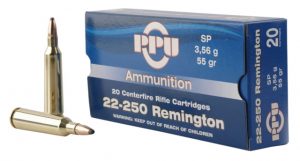 .22-250 Remington Ammunition (PPU) 55 grain 20 Rounds