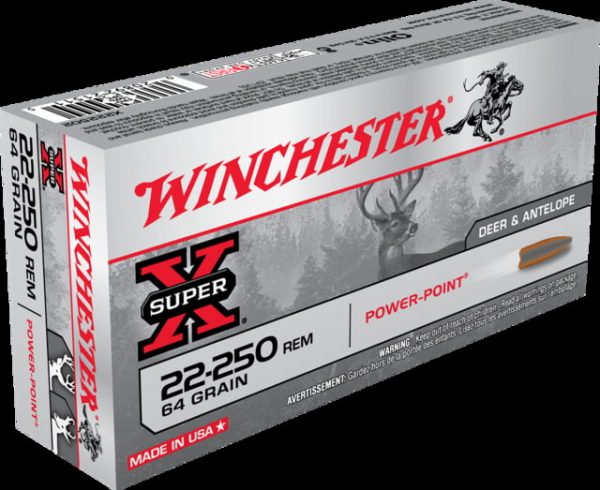 .22-250 Remington Ammunition (Winchester) 64 grain 20 Rounds