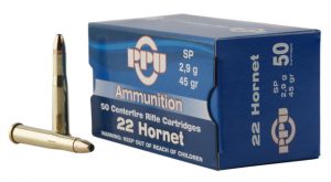 .22 Hornet Ammunition (PPU) 45 grain 50 Rounds