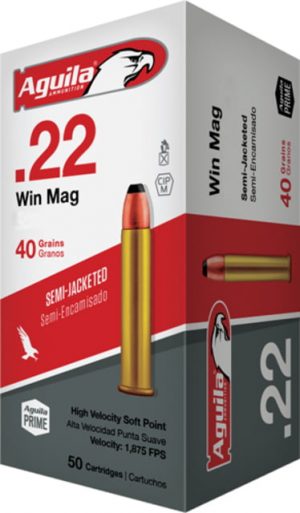 .22 Winchester Magnum Rimfire Ammunition (Aguila Ammunition) 40 grain 50 Rounds