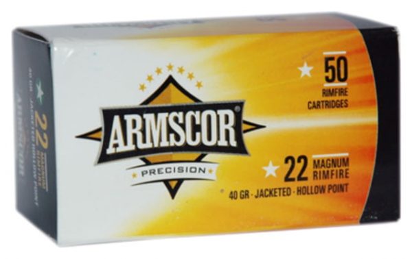 .22 Winchester Magnum Rimfire Ammunition (Armscor Precision Inc) 40 grain 50 Rounds