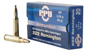 .222 Remington Ammunition (PPU) 50 grain 20 Rounds