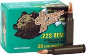 .223 Remington Ammunition (Brown Bear) 55 grain 20 Rounds