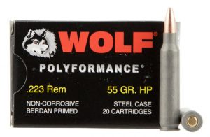 .223 Remington Ammunition (Wolf Ammo) 55 grain 500 Rounds