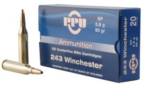 .243 Winchester Ammunition (PPU) 90 grain 20 Rounds