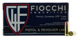 .25 ACP Ammunition (Fiocchi) 35 grain 50 Rounds