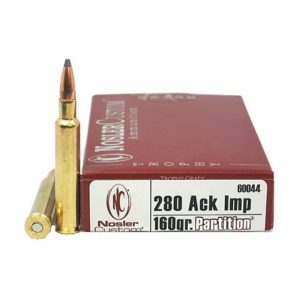 .280 Remington Ackley Improved Ammunition (Nosler) 160 grain 20 Rounds