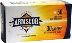 .30 Carbine Ammunition (Armscor Precision Inc) 110 grain 50 Rounds