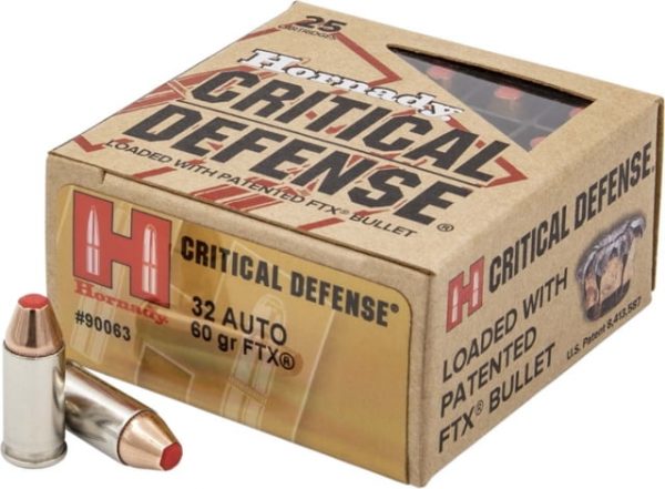 .32 ACP Ammunition (Hornady) 60 grain 25 Rounds