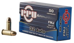 .32 ACP Ammunition (PPU) 71 grain 50 Rounds