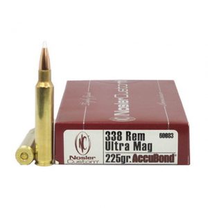 .338 Remington Ultra Magnum Ammunition (Nosler) 225 grain 20 Rounds