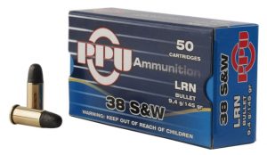 .38 S&W Ammunition (PPU) 145 grain 50 Rounds
