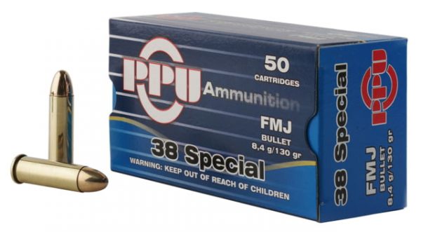 .38 Special Ammunition (PPU) 130 grain 50 Rounds