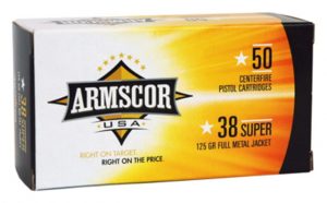 .38 Super Ammunition (Armscor Precision Inc) 125 grain 50 Rounds