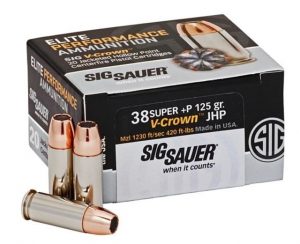 .38 Super +P Ammunition (Sig Sauer) 125 grain 20 Rounds