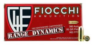 .380 ACP Ammunition (Fiocchi) 95 grain 100 Rounds