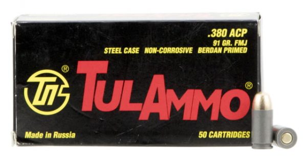 .380 ACP Ammunition (TulAmmo) 91 grain 50 Rounds