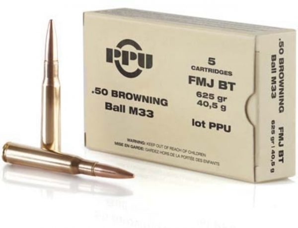 .50 BMG Ammunition (PPU) 625 grain 5 Rounds