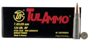 7.62x39mm Ammunition (TulAmmo) 124 grain 40 Rounds