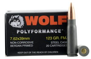 7.62x39mm Ammunition (Wolf Ammo) 123 grain 20 Rounds