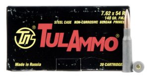 7.62x54mm Russ Ammunition (TulAmmo) 148 grain 20 Rounds