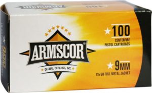 9mm Luger Ammunition (Armscor Precision Inc) 115 grain 100 Rounds