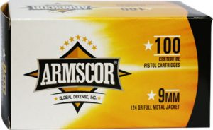 9mm Luger Ammunition (Armscor Precision Inc) 124 grain 100 Rounds