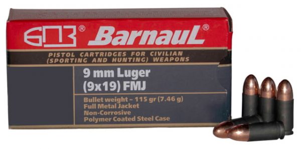 9mm Luger Ammunition (BarnauL) 115 grain 500 Rounds