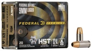 9mm Luger Ammunition (Federal Premium) 124 grain 20 Rounds