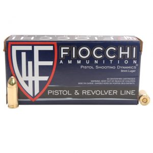 9mm Luger Ammunition (Fiocchi) 124 grain 50 Rounds