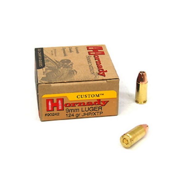9mm Luger Ammunition (Hornady) 124 grain 25 Rounds