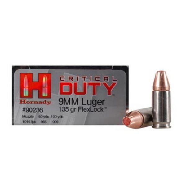 9mm Luger Ammunition (Hornady) 135 grain 25 Rounds