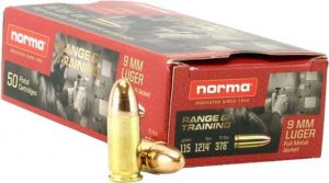 9mm Luger Ammunition (Norma) 115 grain 50 Rounds