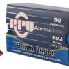 9mm Luger Ammunition (PPU) 115 grain 50 Rounds