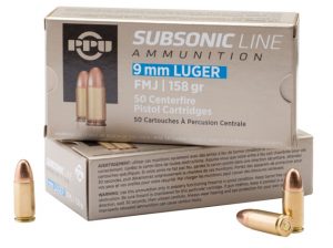 9mm Luger Ammunition (PPU) 158 grain 50 Rounds