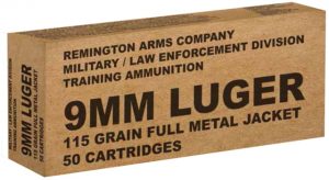 9mm Luger Ammunition (Remington) 115 grain 50 Rounds