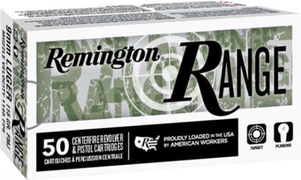 9mm Luger Ammunition (Remington) 124 grain 50 Rounds