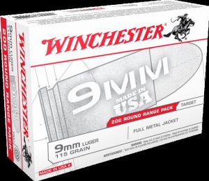 9mm Luger Ammunition (Winchester) 115 grain 200 Rounds