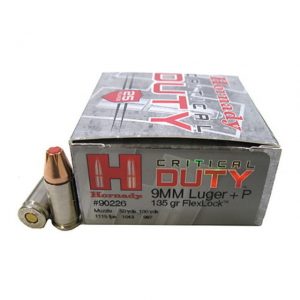 9mm +P Ammunition (Hornady) 135 grain 25 Rounds