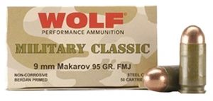 9x18mm Makarov Ammunition (Wolf Ammo) 94 grain 1000 Rounds