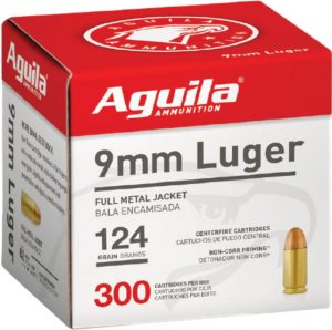 9x19mm Parabellum Ammunition (Aguila Ammunition) 124 grain 300 Rounds