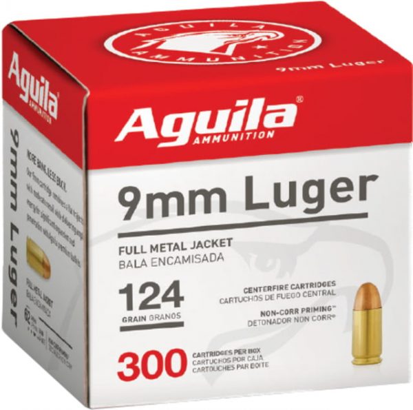 9x19mm Parabellum Ammunition (Aguila Ammunition) 124 grain 300 Rounds