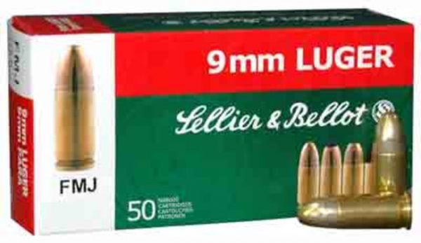 9x19mm Parabellum Ammunition (Sellier & Bellot) 124 grain 50 Rounds